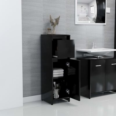 vidaXL Juego de muebles de baño 3 pzas madera de ingeniería negro