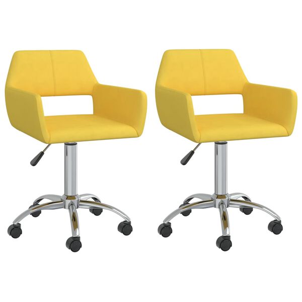 vidaXL Sillas de comedor giratorias 2 unidades tela amarillo