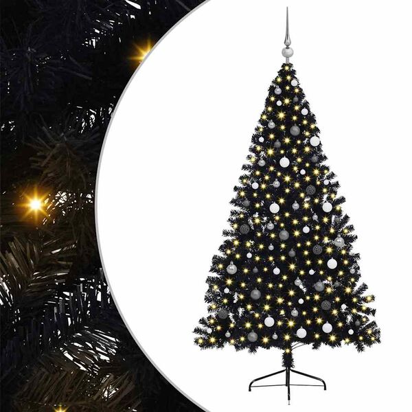 vidaXL &Aacute;rbol de Navidad Artificial Preiluminado Negro 210 cm PVC