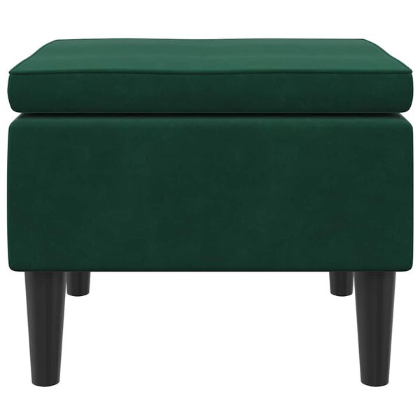 vidaXL Taburete con patas de madera terciopelo verde oscuro