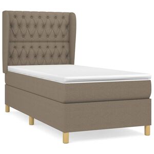 vidaXL Cama box spring con colch&oacute;n tela gris taupe 100x200 cm