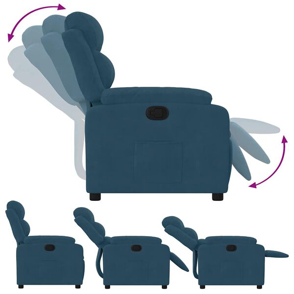 vidaXL Sill&oacute;n reclinable de terciopelo azul
