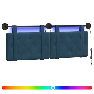 vidaXL Cabecero colgante Con luz LED Azul Terciopelo