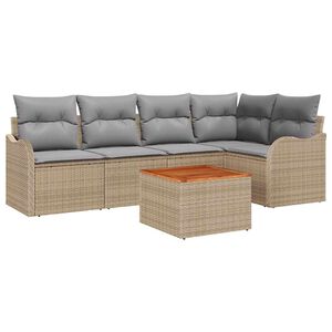 vidaXL Conjunto de sof&aacute;s de jard&iacute;n 6 uds. Beige rat&aacute;n sint&eacute;tico