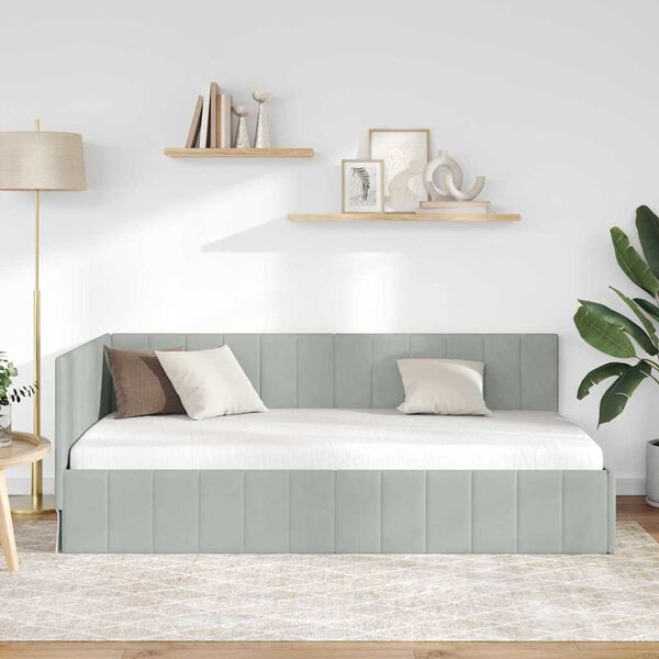vidaXL Estructura de cama en esquina Gris Claro 90 cm x 200 cm
