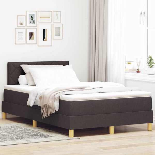 vidaXL Cama tipo Box Spring Marr&oacute;n Oscuro 120 x 190 cm tela