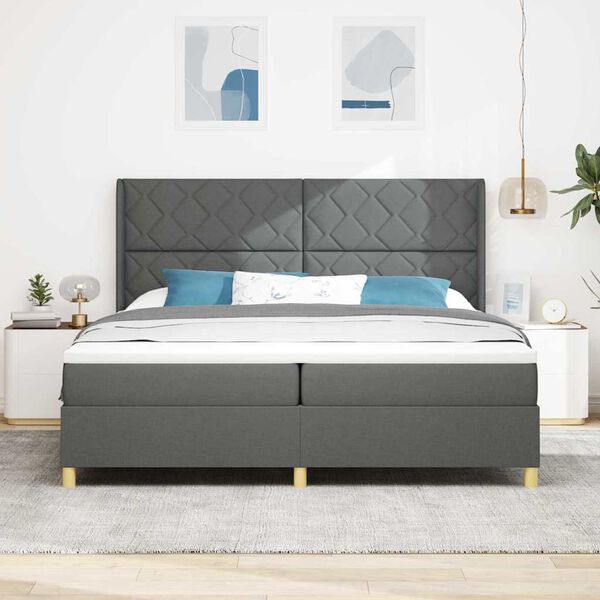vidaXL Cama tipo Box Spring con colch&oacute;n Gris 200 x 200 cm tela