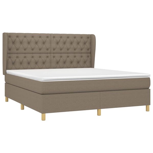 vidaXL Cama box spring con colch&oacute;n tela gris taupe 160x200 cm