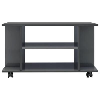 vidaXL Mueble de TV ruedas madera ingeniería gris brillo 80x40x45 cm