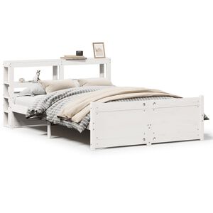 vidaXL Estructura de cama con cabecero sin colch&oacute;n blanco 120x200 cm