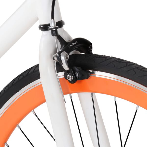 vidaXL Bicicleta de pi&ntilde;&oacute;n fijo blanco y naranja 700c 51 cm