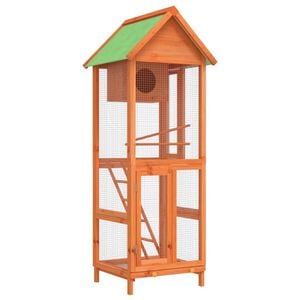 vidaXL Casita para p&aacute;jaros madera maciza pino marr&oacute;n 60x58,5x160 cm
