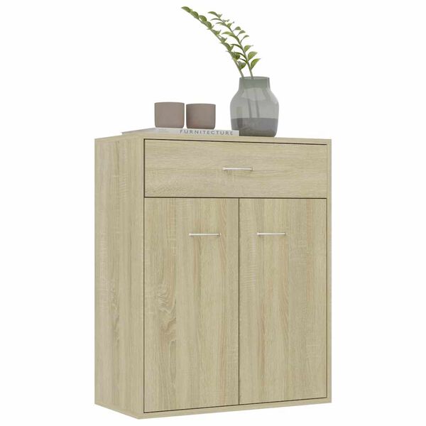 vidaXL Aparador de madera contrachapada color roble Sonoma 60x30x75 cm