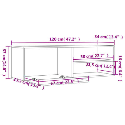 vidaXL Mueble de TV madera de ingeniería roble ahumado 120x34x37 cm