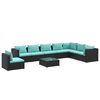vidaXL Set de muebles de jard&iacute;n 9 pzas y cojines rat&aacute;n sint&eacute;tico negro