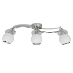 vidaXL L&aacute;mpara de techo de cristal y soporte curvado 3 bombillas E14