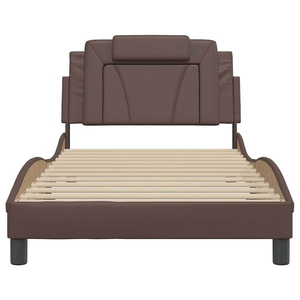 vidaXL Estructura de cama Viana sin colch&oacute;n cuero sint&eacute;tico marr&oacute;n 100x200cm
