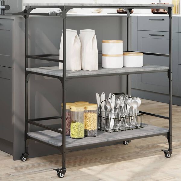 vidaXL Carrito de cocina madera ingeniería gris Sonoma 100,5x50x105 cm