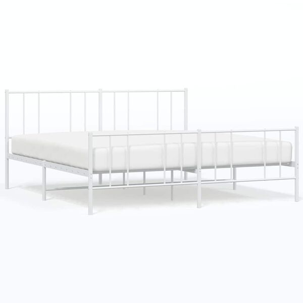 vidaXL Estructura cama sin colchón con estribo metal blanco 183x213 cm