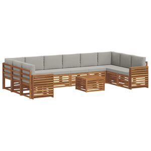 vidaXL Conjunto de sof&aacute;s de exterior 11 pcs Gris Natural y Claro