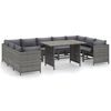 vidaXL Set de muebles de jardín 10 pzas y cojines ratán sintético gris