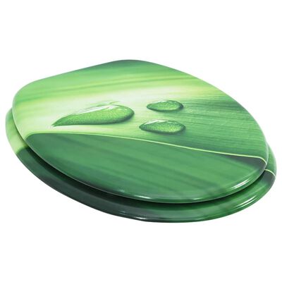 vidaXL Asiento de inodoro con tapa MDF verde diseño gota de agua