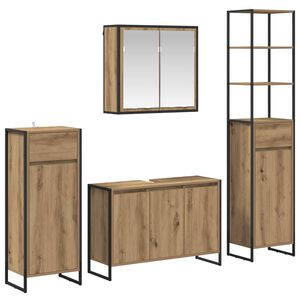 vidaXL Juego de muebles de ba&ntilde;o Roble artesanal Madera de ingenier&iacute;a