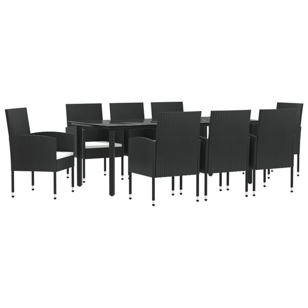 vidaXL Juego de comedor de jardín 9 pzas ratán sintético y acero negro