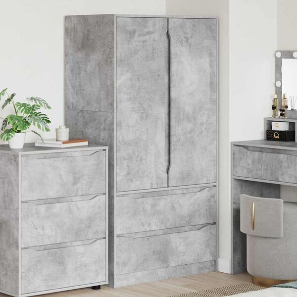 vidaXL Gabinete de Ba&ntilde;o con caj&oacute;n Gris Concreto 79,5 x 49 x 156 cm
