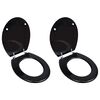 vidaXL Asiento de inodoro con tapas 2 uds MDF negro