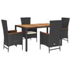 vidaXL Set de muebles jard&iacute;n 5 pzas con cojines rat&aacute;n sint&eacute;tico negro