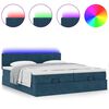 vidaXL Cama otomana con colchones y luces LED azul oscuro 200x200 cm