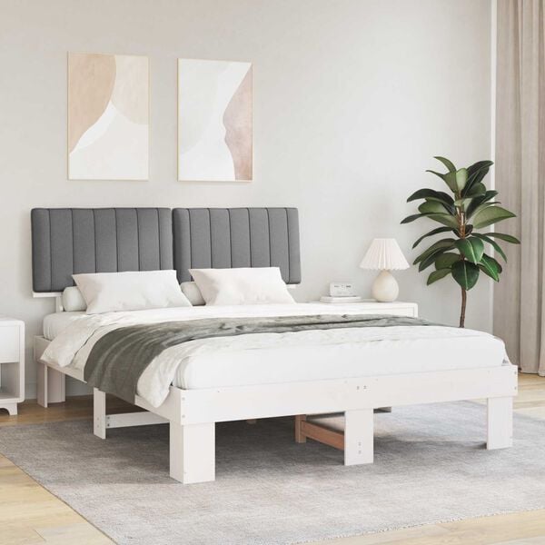 vidaXL Estructura de Cama con Cabecera Tapizada Gris Claro