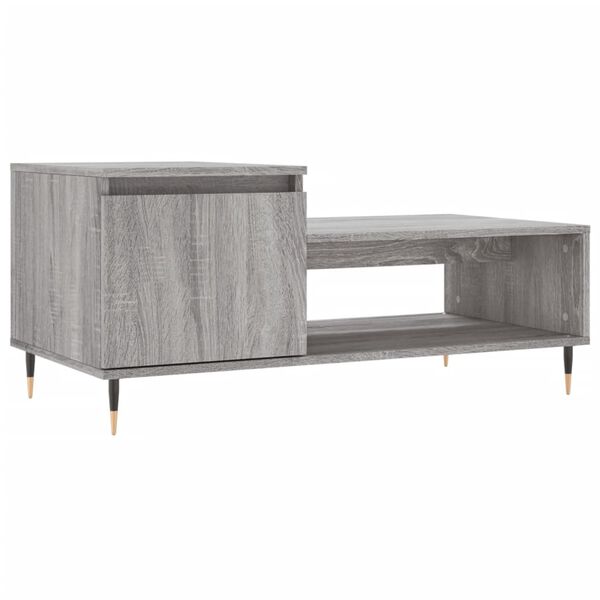 vidaXL Mesa de centro madera contrachapada gris Sonoma 100x50x45 cm