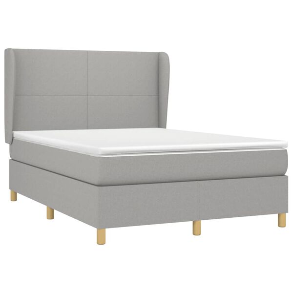 vidaXL Cama box spring con colch&oacute;n tela gris claro 140x190 cm