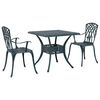 vidaXL Conjunto de mesa de jard&iacute;n 3 pcs Verde Aluminio fundido