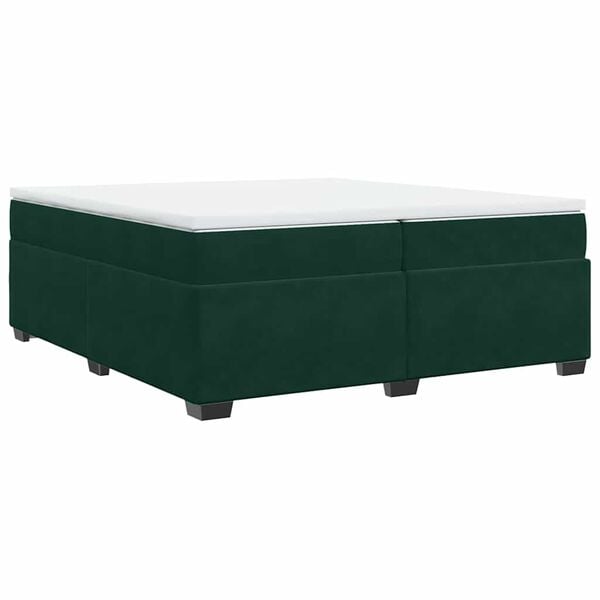 vidaXL Cama box spring con colch&oacute;n terciopelo verde oscuro 200x200 cm