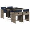 vidaXL Conjunto de comedor de jard&iacute;n de 5 piezas con cojines, polirat&aacute;n gris