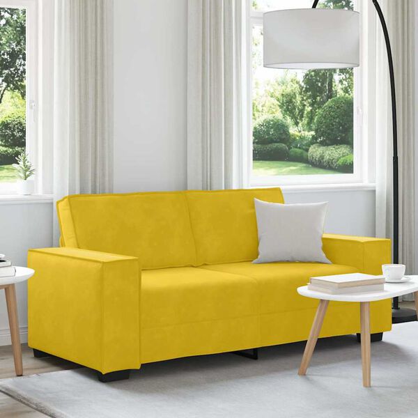 vidaXL Sof&aacute; de 2 plazas terciopelo amarillo 140 cm