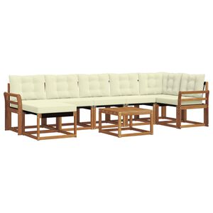 vidaXL Conjunto de sof&aacute;s de exterior con coj&iacute;n 8 pcs Natural y Crema