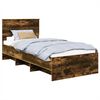 vidaXL Estructura de cama con cabecera Roble ahumado 90 x 200 cm