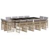 vidaXL Set comedor de jard&iacute;n con cojines 13 pzas rat&aacute;n sint&eacute;tico beige