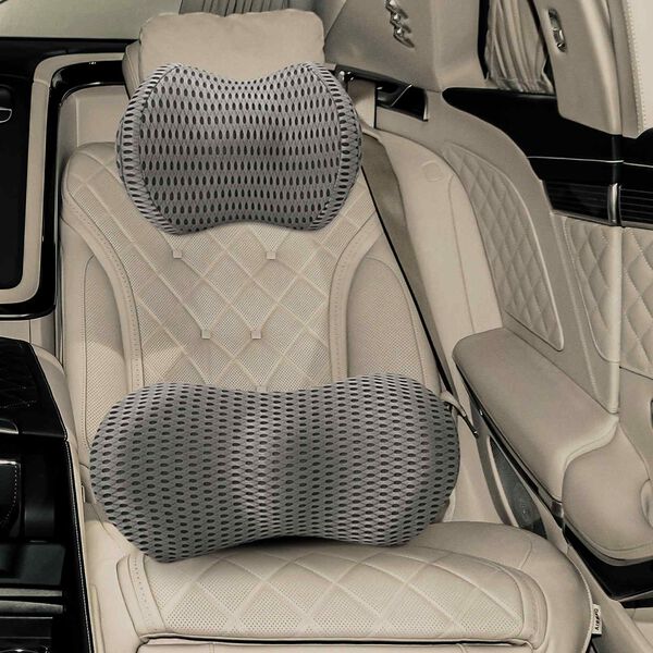 vidaXL Almohada cervical, Almohada lumbar Gris Espuma Viscoel&aacute;stica