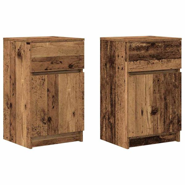 vidaXL Mesitas noche 2uds madera contrachapada madera vieja 39x35x65cm