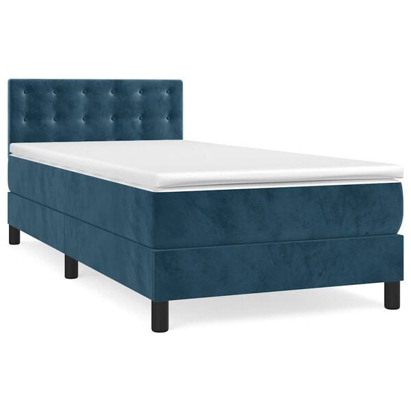 vidaXL Cama box spring con colch&oacute;n terciopelo azul oscuro 100x200 cm