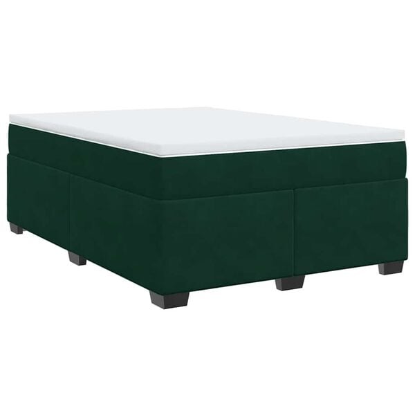 vidaXL Cama box spring con colch&oacute;n terciopelo verde oscuro 140x200 cm