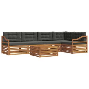 vidaXL Conjunto de sof&aacute;s de exterior 6 pcs Natural y Antracita