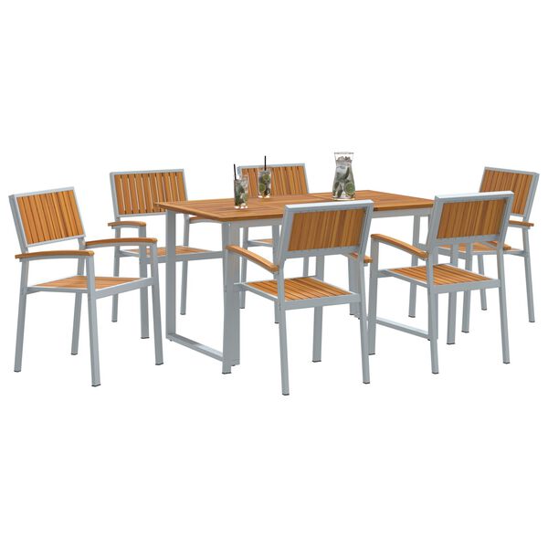 vidaXL Conjunto de Comedor de Jardín 7 pcs Gris
