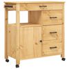 vidaXL Carrito de cocina MONZA madera maciza de pino 84x40x88,5 cm