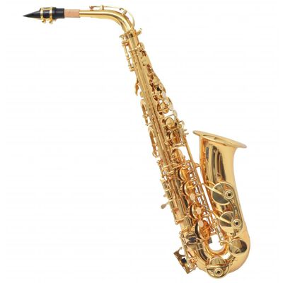 vidaXL Saxofón alto amarillo latón con lacado de oro Eb